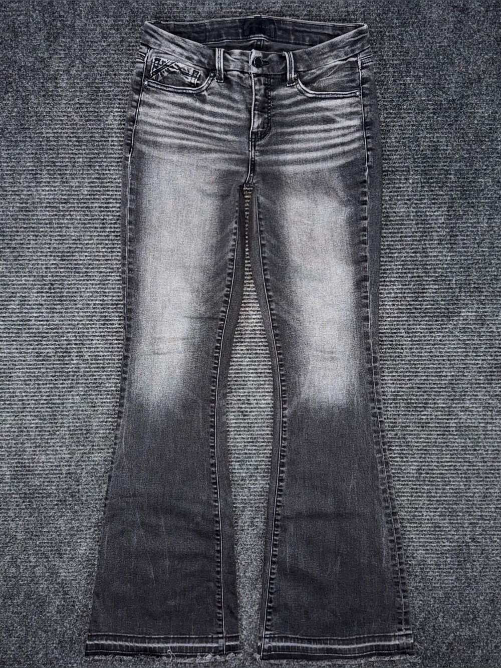 Buckle Black Fit No 53 Flare Stretch Jeans Sz 28x33.5 LONG Black Denim BBW2505L